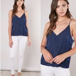 Lulu's Deep Blue Button-Front Camisole
